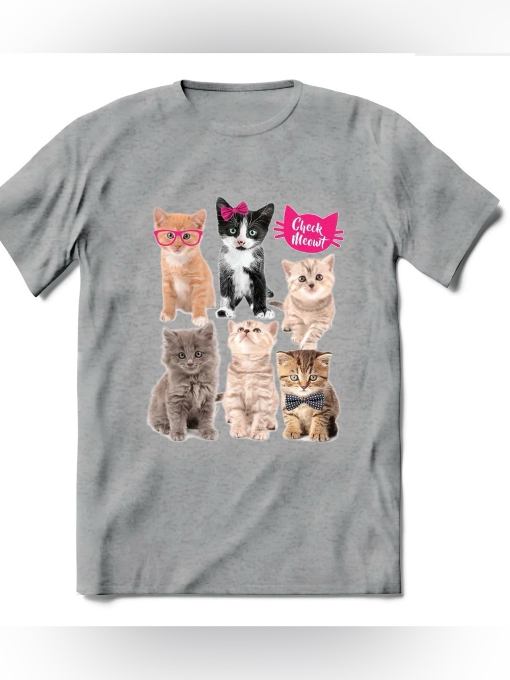 BRIEF INSANITY “Check Meowt” Short Sleeve Gray Tee size large, Loungewear NWT
